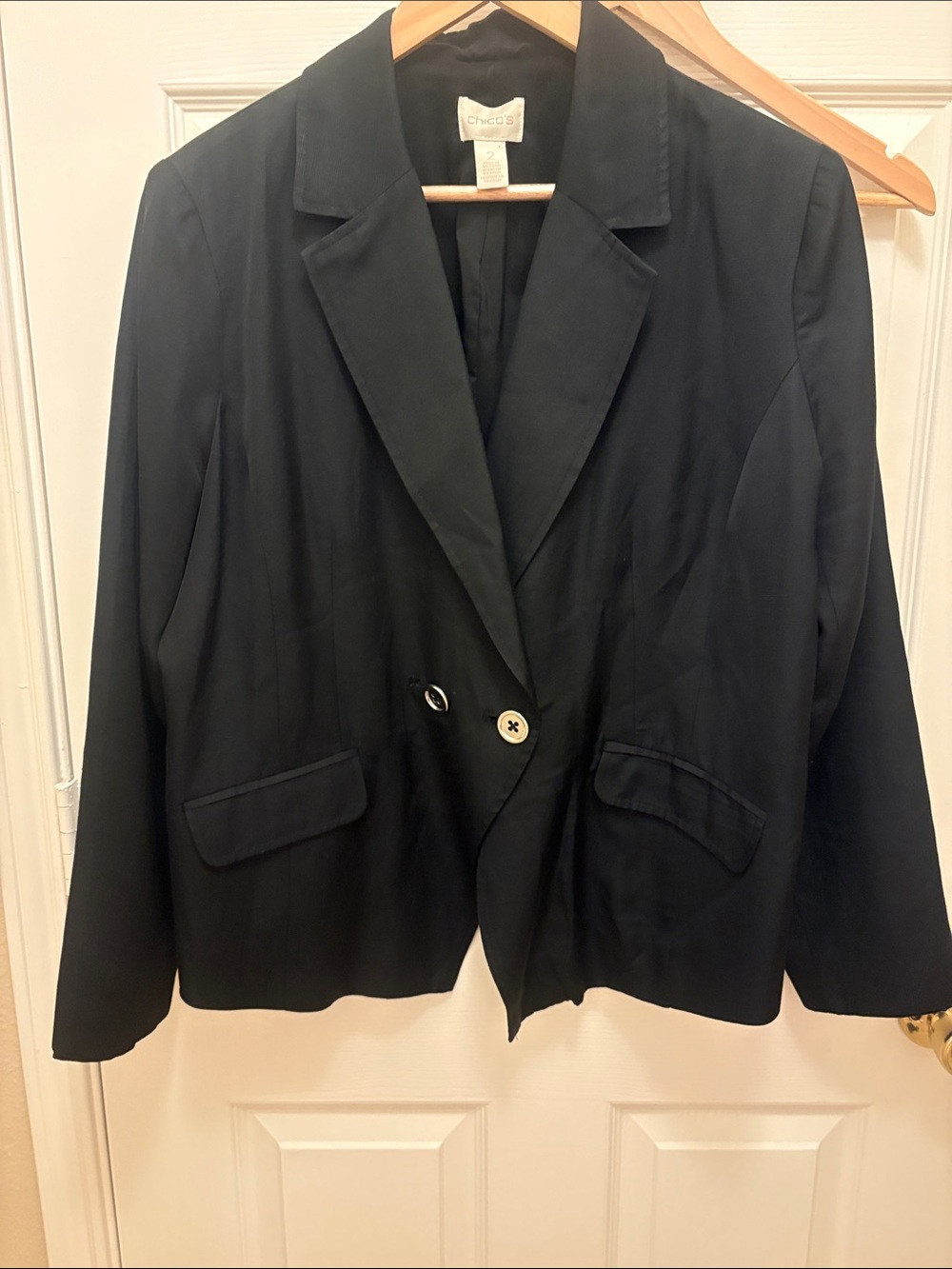 Chico's Black Double-Button Tailored Blazer